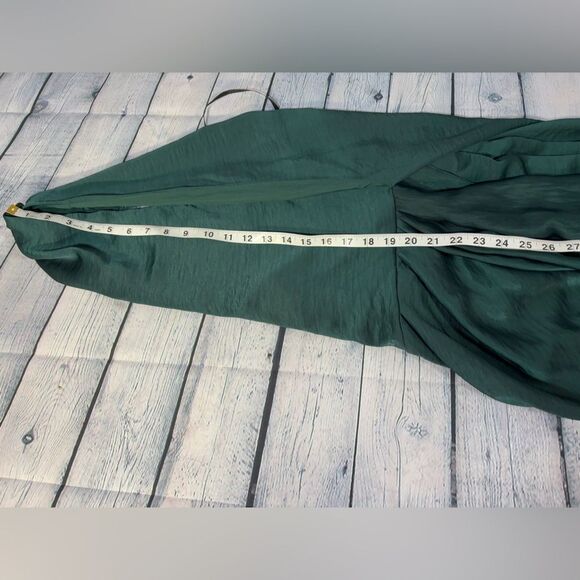 NWT ASOS Forest Green Satin Twill Halter Drape Neck Holiday Festive Mini Dress 2 - Picture 6 of 10